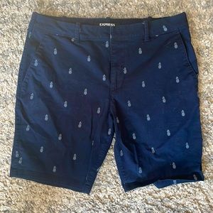 Express Pineapple Print Navy Shorts